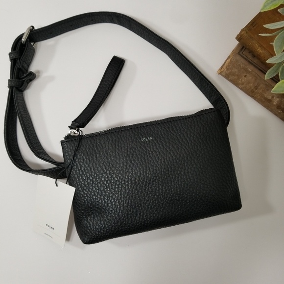 CO LAB Handbags - CO LAB Black faux pebble leather belt bag NWT